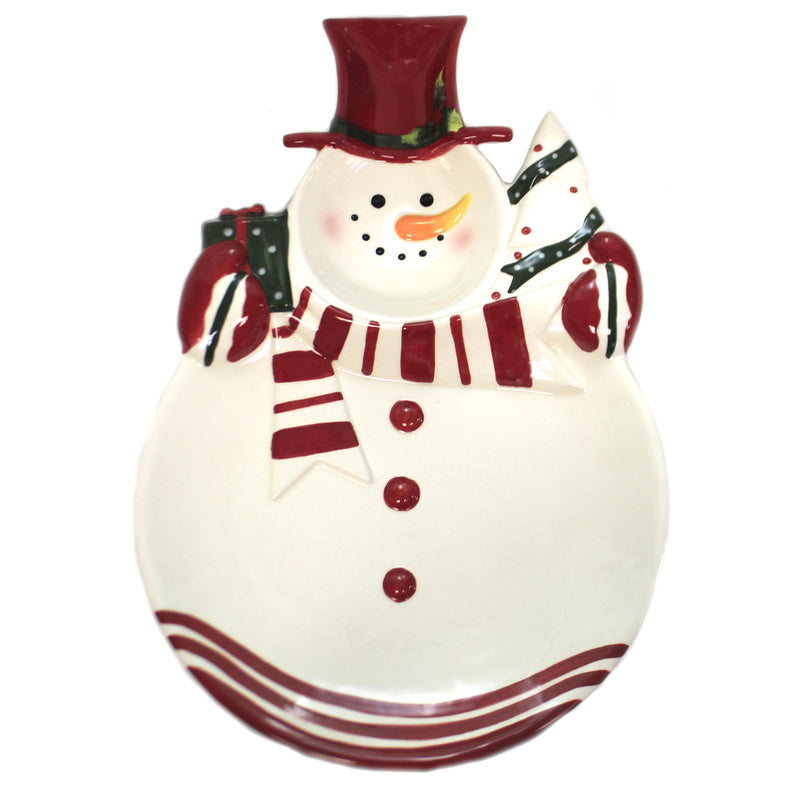 Tabletop Snowman Serving Platter Christmas Present Tree 61004. (45115)