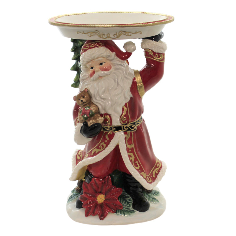 Tabletop Santa Figurine With Plate Christmas Tree Poinsettia 56347 (45136)