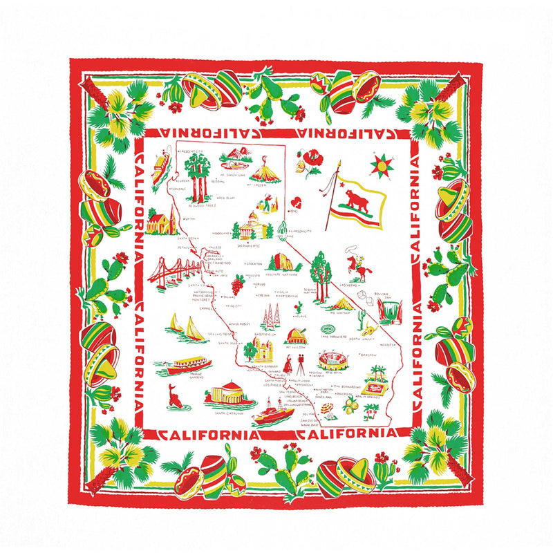 California Flour Sack Towel - 1 Towel 22 Inch, Cotton - State Map 100% Cotton Caf01 (45165)