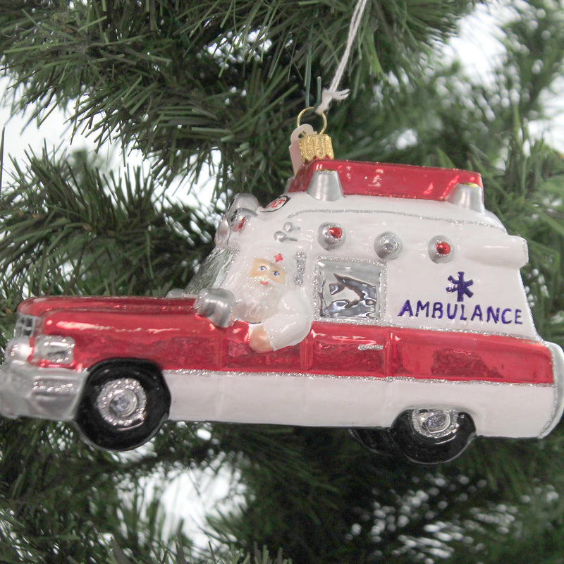 Holiday Ornaments Santa Driving Ambulance - - SBKGifts.com