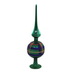 Forest Green Plaid Finial - 1 Tree Topper 10 Inch, Glass - Tree Topper Free Standing 21173T023 (45510)
