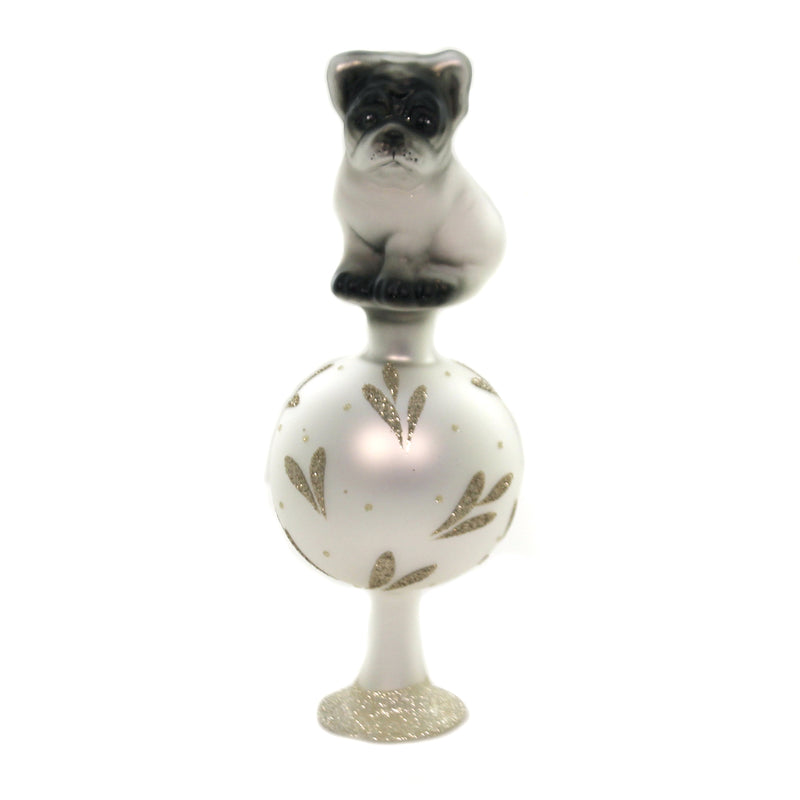 Bulldog Finial - 1 Tree Topper 8.5 Inch, Glass - Tree Topper Free Standing 10127S020 (45513)