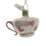 Crazy Teacup - One Ornament 2 Inch, Glass - Glittered Hearts 10037S020 (45589)