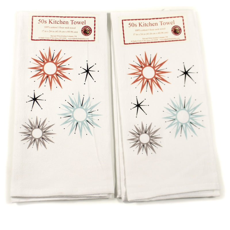 Decorative Towel Mid Century Starburst Set / 2 Cotton Modern Mcm Retro Mc08set (45621)
