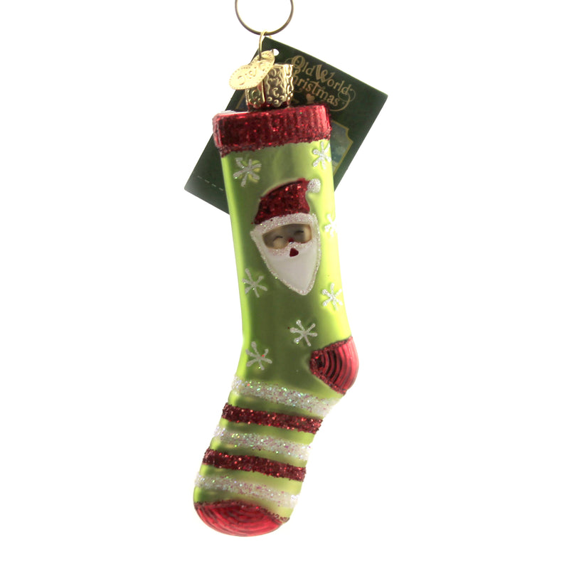 Old World Christmas Christmas Sock Ornament Santa Snowflake 32432 (45748)