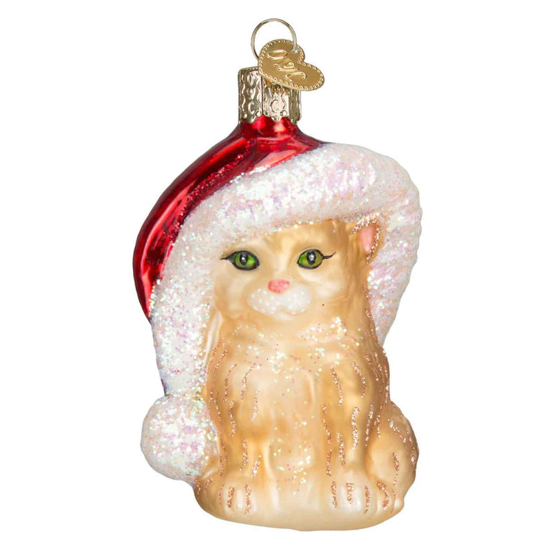 Old World Christmas 3.5 Inches Tall Santa's Kitten Glass Cat Ornament 12366 (45763)