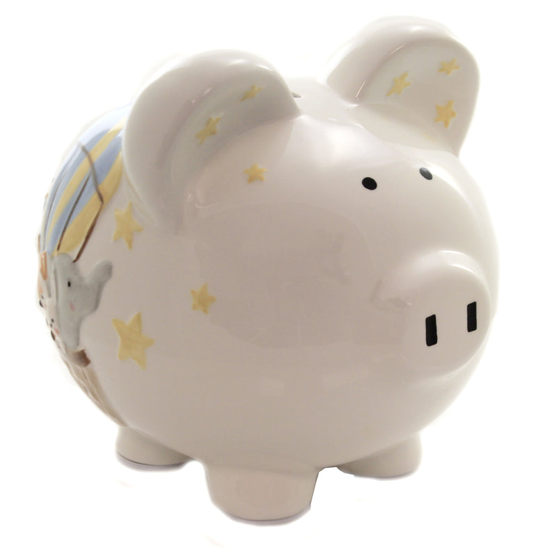 Child To Cherish Air Balloon Bank - One Bank 7.5 Inch, Ceramic - Stars Moon Animals 36907. (45775)