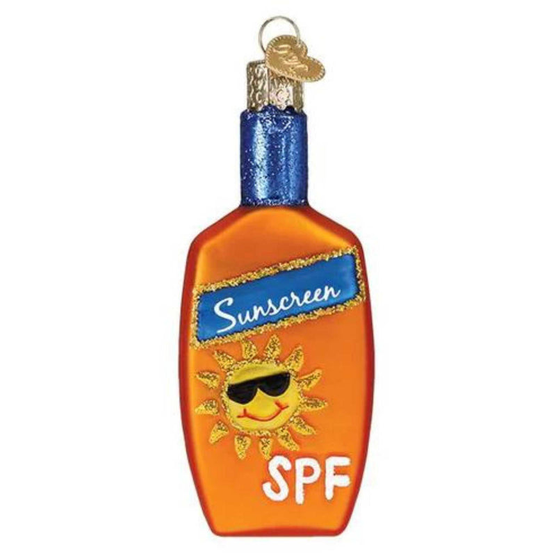 Old World Christmas Sunscreen - One Ornament 4 Inch, Glass - Spf Fun Sun Beach 32414 (45781)