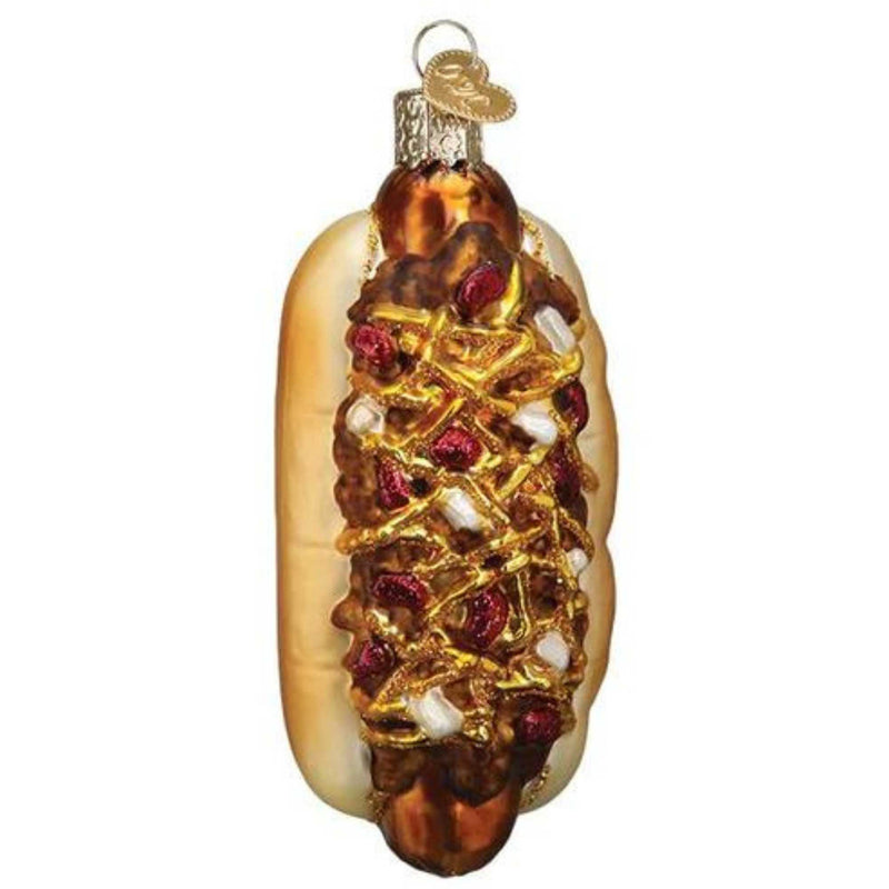 Old World Christmas Chili Cheese Dog - One Ornament 4 Inch, Glass - Ornament Coney 32420 (45786)
