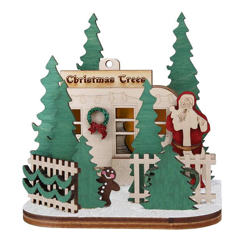 Ginger Cottages Christmas Tree Lot - One Ornament 4 Inch, Wood - Ornament Santa Trailer 80027 (45795)