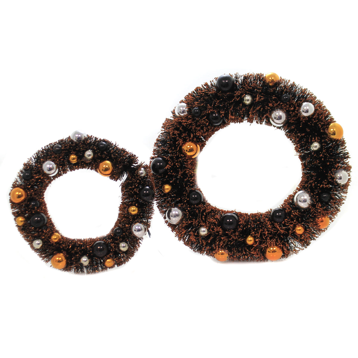(45829) Blk/ Orange Bottle Brush Wreath
