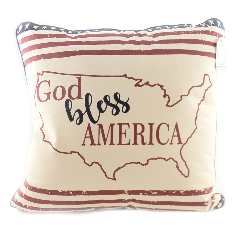 Home Decor God Bless America Pillow Fabric Patriotic Stars Stripes Usa 4P4022 (46063)