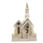 Christmas Peaceful Church Paper Board Lowe Putz House Glitter Lc9581