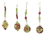 Christmas Dangle Reflector Ornament Set/4 Lowe Traditional Indent Bead Lc9551 (46152)