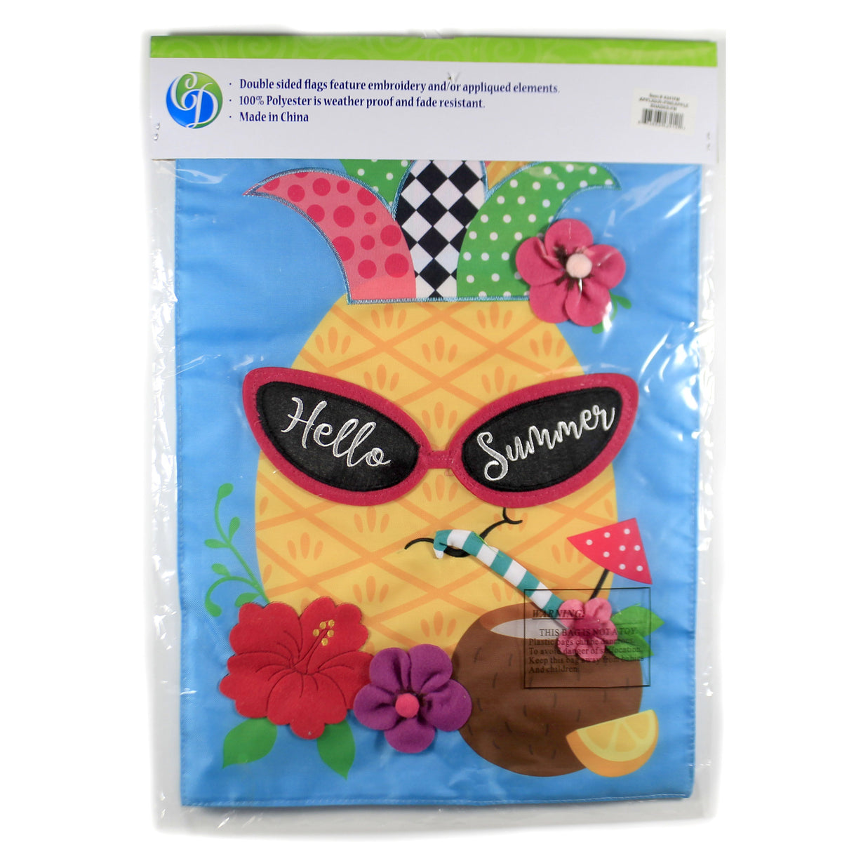 Home & Garden Pineapple Shades Applique Flag - - SBKGifts.com