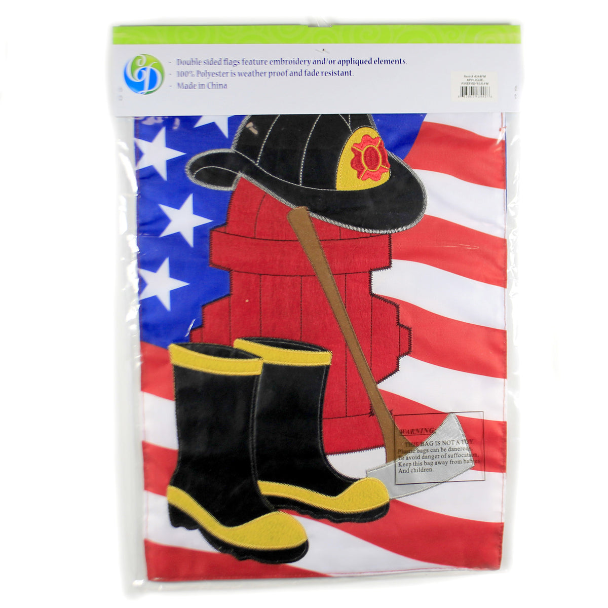 Home & Garden Applique Firefighter Garden Fla - - SBKGifts.com