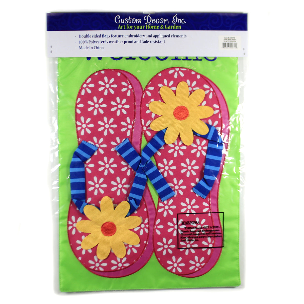 Home & Garden Applique Pink Flip Flops Flag - - SBKGifts.com