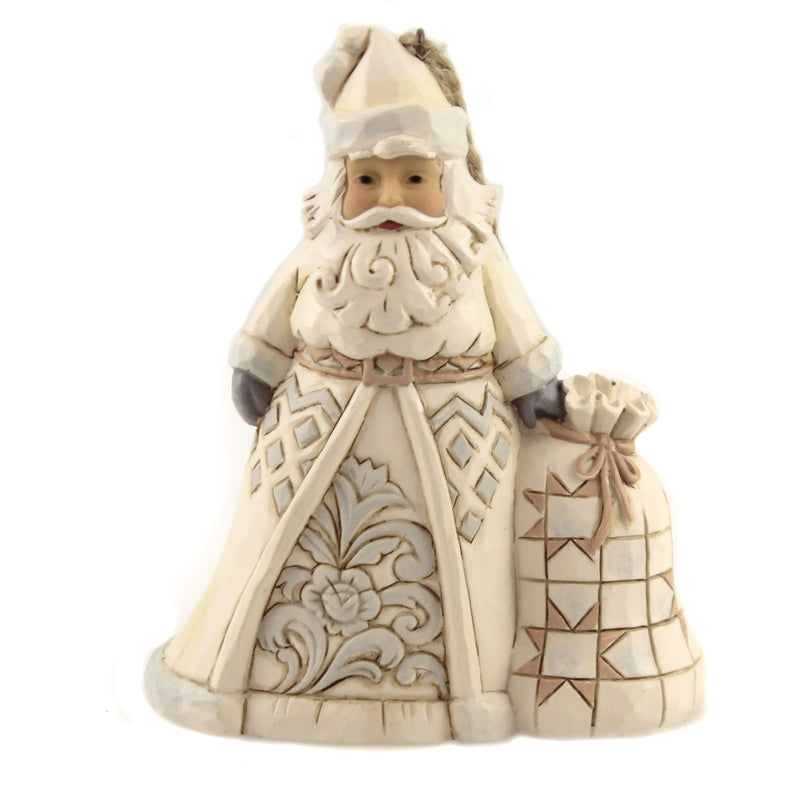 Jim Shore Santa With Toybag Ornamen Polyresin White Woodland 6006586 (46202)