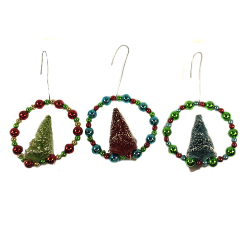 Holiday Ornament Beaded Wreath With Tree - - SBKGifts.com