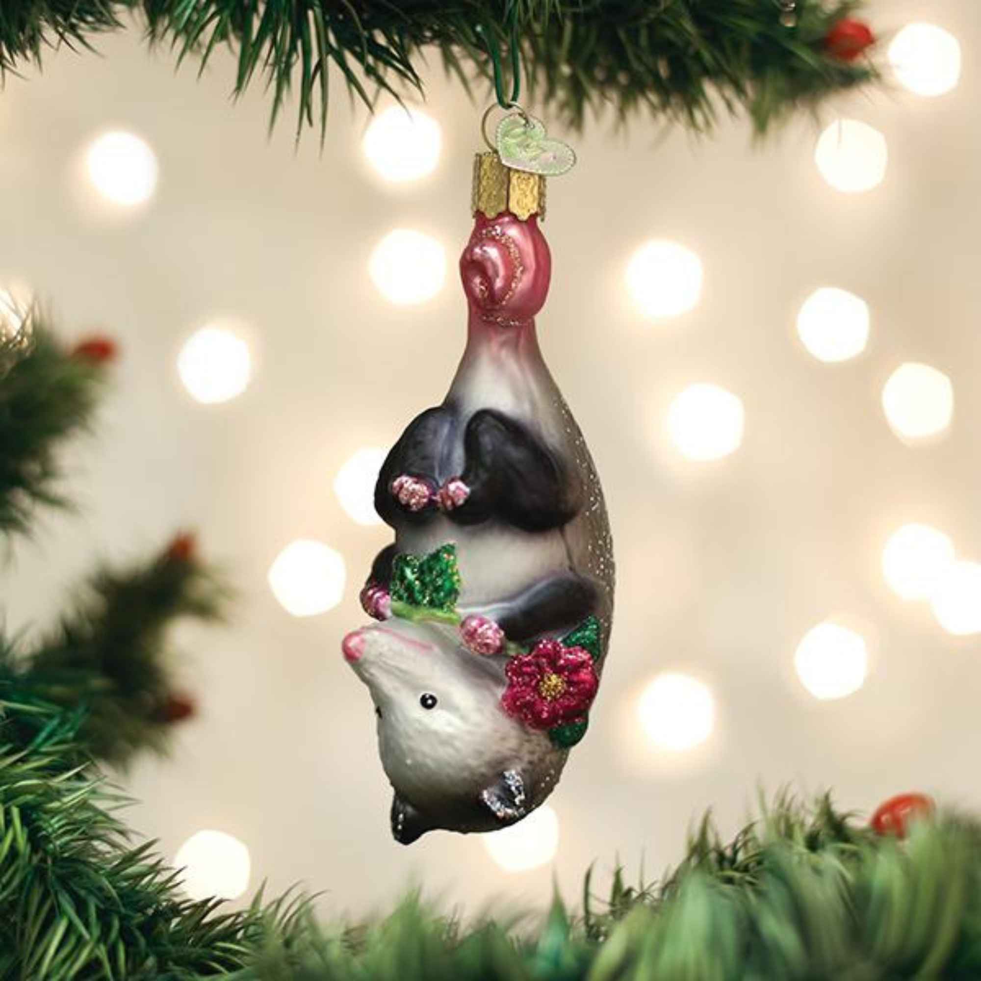 Old World Christmas Blossom Opossum - One Ornament 4.25 Inch