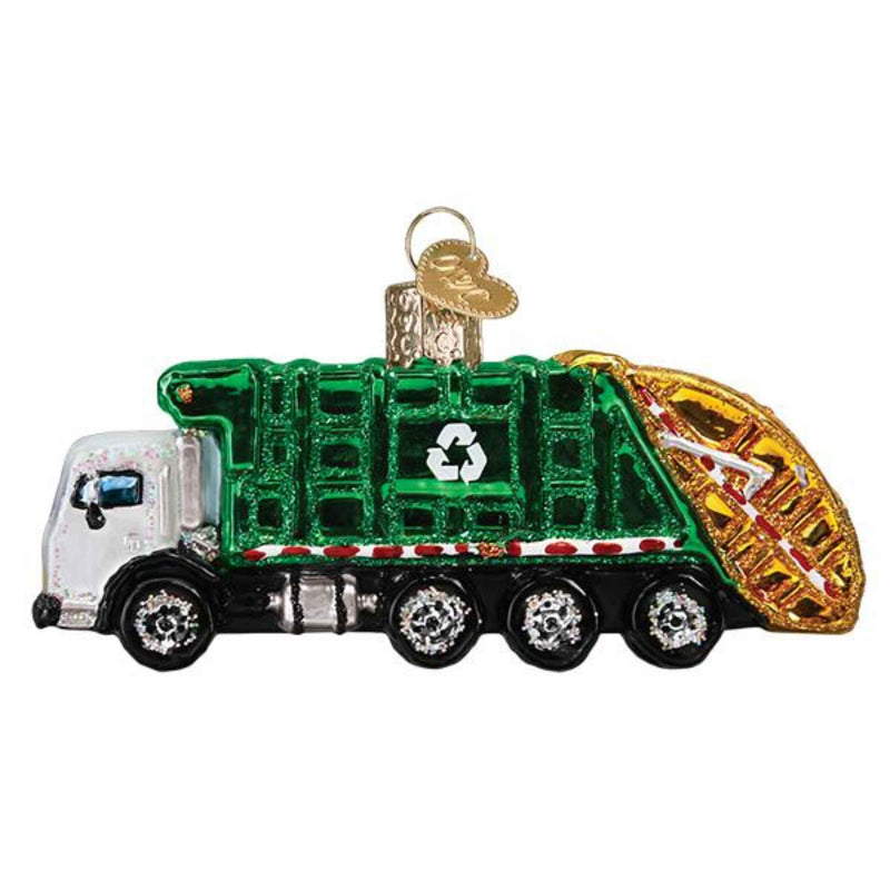 Old World Christmas 2.0 Inches Tall Garbage Truck Glass Specialized Truck 46091 (46287)