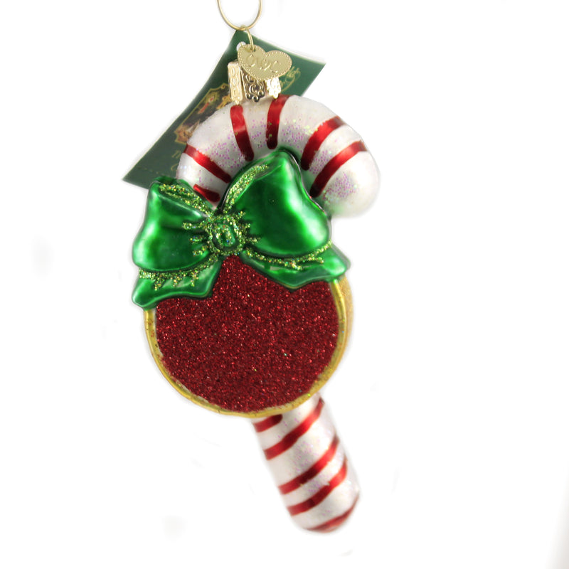 Old World Christmas Candy Cane W/Bow Glass Ornament 36245S (46291)