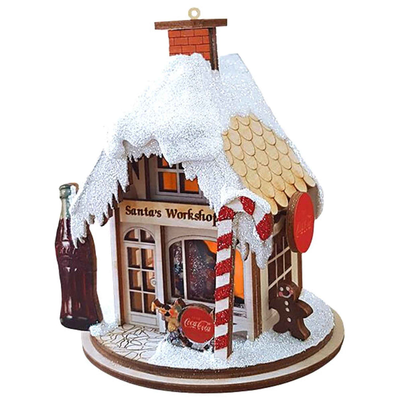 Ginger Cottages Santa's Workshop Cottage Wood Ornament Coca Cola 84002 (46302)