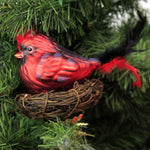 Holiday Ornament Red Bird With Twig Nest - - SBKGifts.com