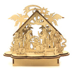 Holiday Ornament Laser Nativity Wood LED Holy Family Creche 131992