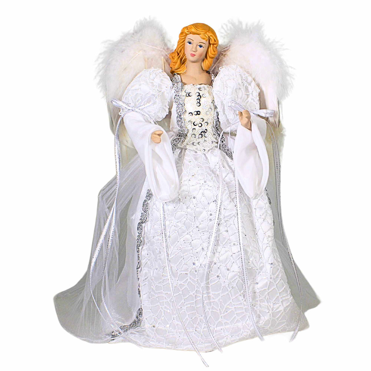 (46355) White/ Silver Angel Tree Topper