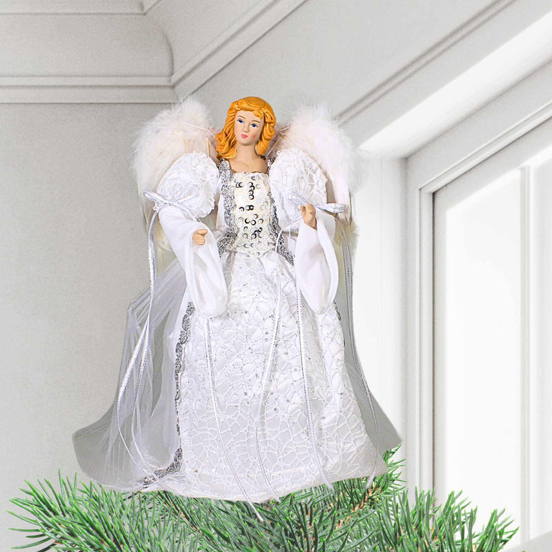 Roman White/ Silver Angel Tree Topper - - SBKGifts.com