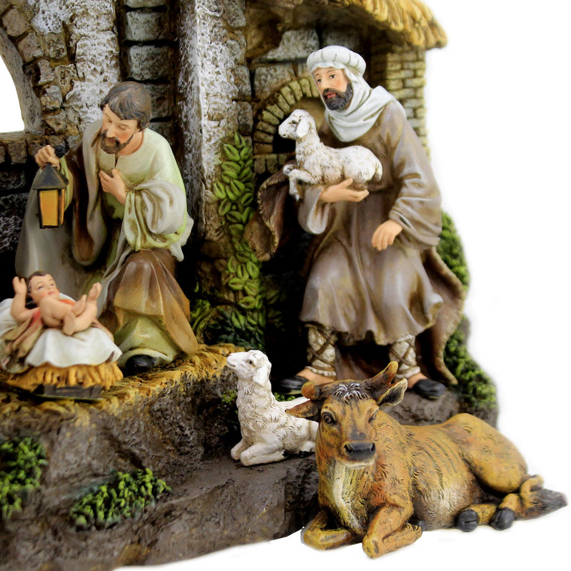 Christmas Nativity With Stable Polyresin Holy Family Kings Shepherd 35930