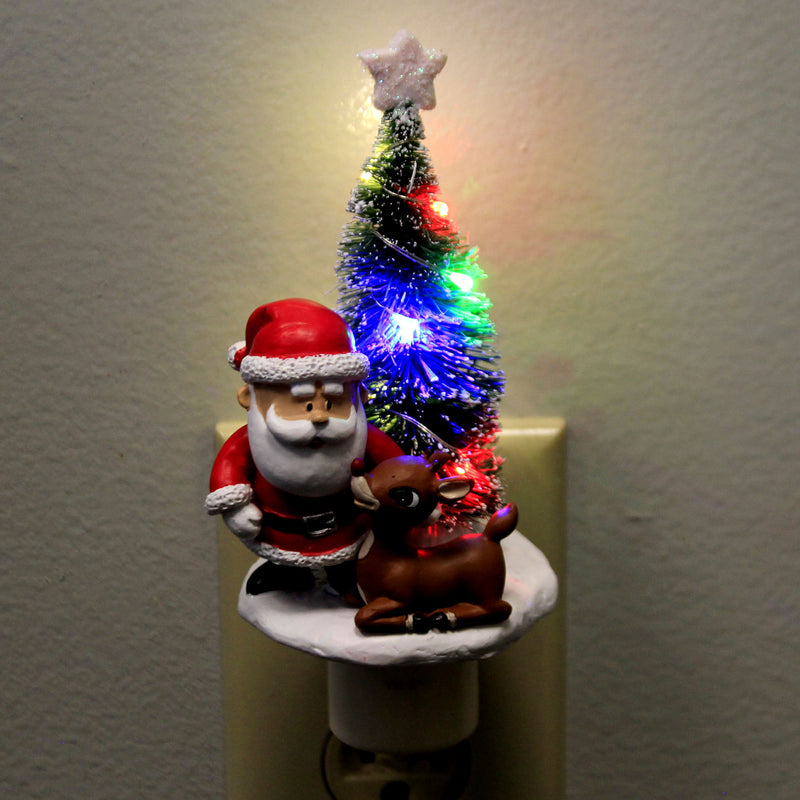 Christmas Santa And Rudolph Night Light - - SBKGifts.com