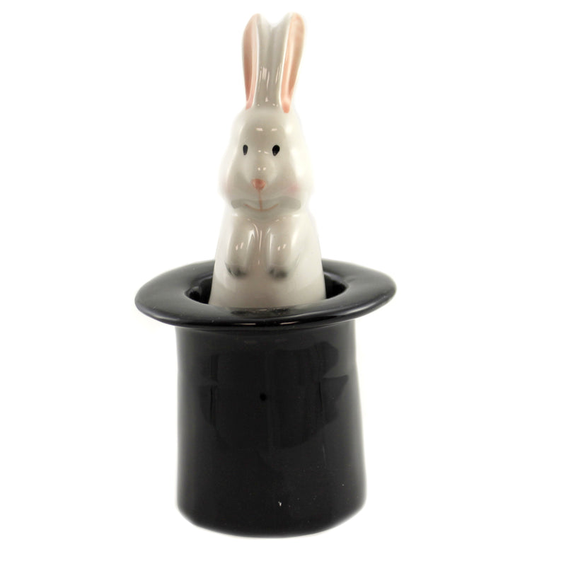 Tabletop Rabbit In Hat Salt & Pepper Set Ceramic Magnetic Magic 9086 (46379)