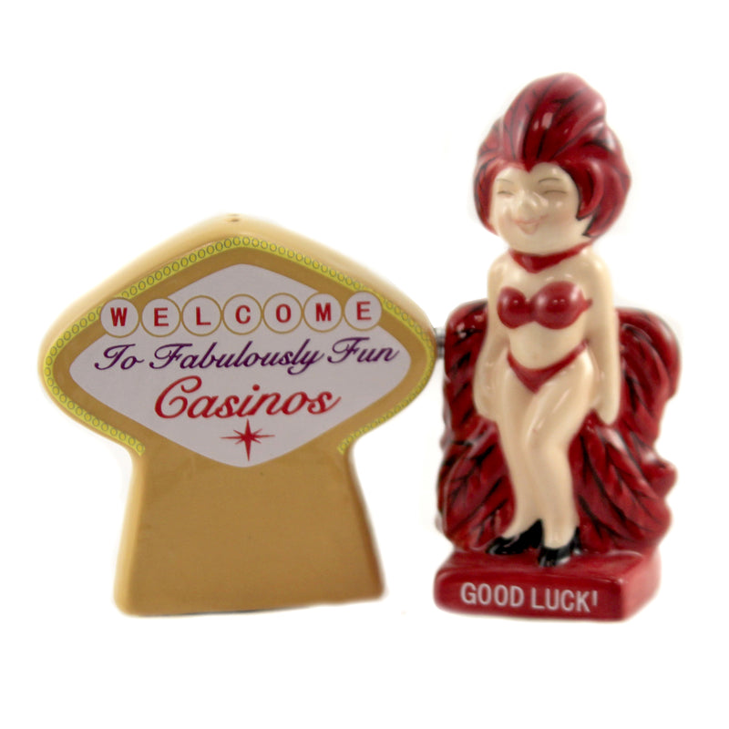 Tabletop Magnetic Casino Fun Salt Pepper Las Vegas Showgirl Set/2 12288 .