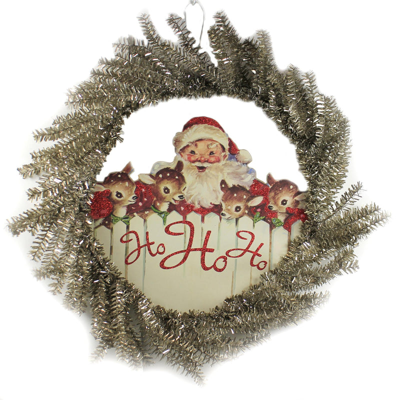 Christmas Ho Ho Ho Wreath Wood Reindeer Santa 105054 (46486)