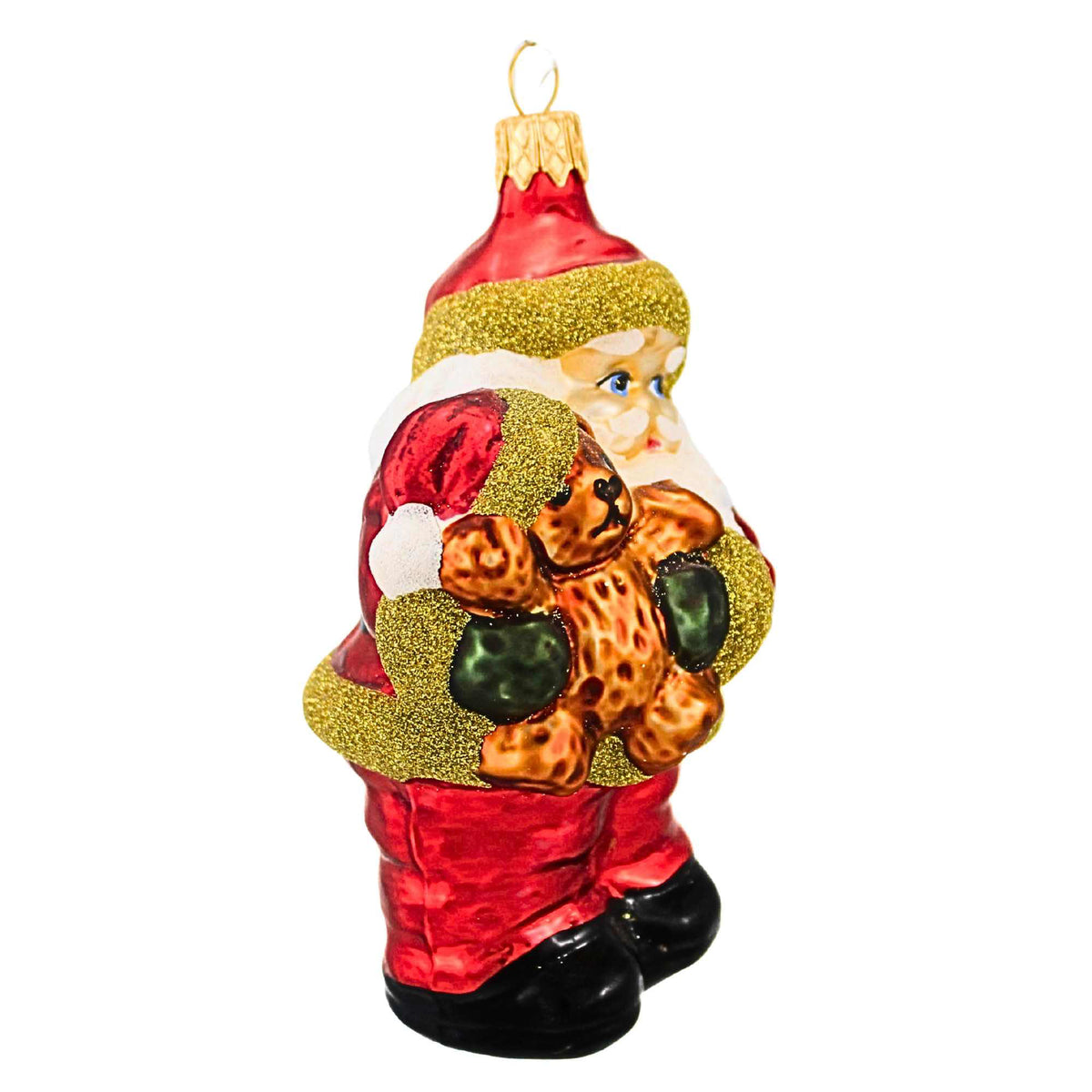 Golden Bell Collection Red Santa Holding Teddy Bear - - SBKGifts.com
