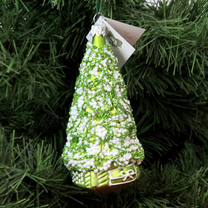 Golden Bell Collection Lime Green Tree W/ White Balls - - SBKGifts.com