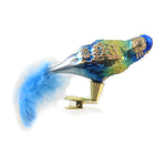 Turquoise & Gold Parrot Clip On - 1 Ornament 2 Inch, Glass - Ornament Tropical Bird Br513 (46509)