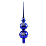 Shiny Blue Finial W/ Snowflake - One Finial 13 Inch, Glass - Christmas Tree Topper Tt732 (46572)