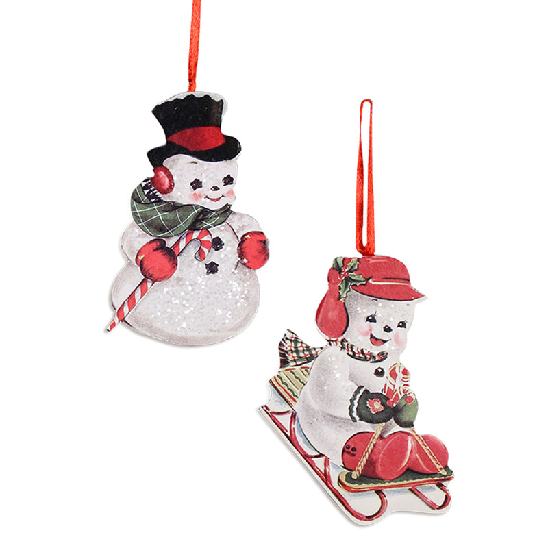 Holiday Ornament Playful Snowman Ornaments S/2 Mdf Dummy Boards Snowmen Rl9827 (46591)