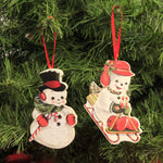 Holiday Ornament Playful Snowman Ornaments S/2 - - SBKGifts.com