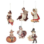 Holiday Ornament Thankgiving Child Ornaments S/6 Pilgrim Turkey Pumpkin Rl8150 (46600)