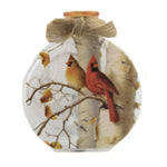 Stony Creek Fall Cardinals Pre-Lit Round Sm Glass Jar Ribbon Autumn Hbb0217 (46612)