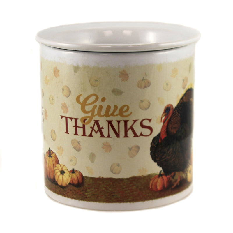 Give Thanks Dip Chiller - One Container With Insert 5.5 Inch, Ceramic - Thanksgiving Gathering Turkey 66790 (46779)
