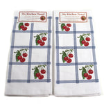 Decorative Towel Country Cherries Blue Set/2 100 Cotton 50S Design Retro Vl74s  Setof2 (46837)