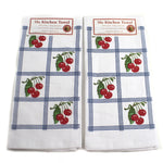 Country Cherries Blue Set/2 - 2 Towels 24 Inch, Cotton - 100 Cotton 50S Design Retro Vl74s  Setof2 (46837)