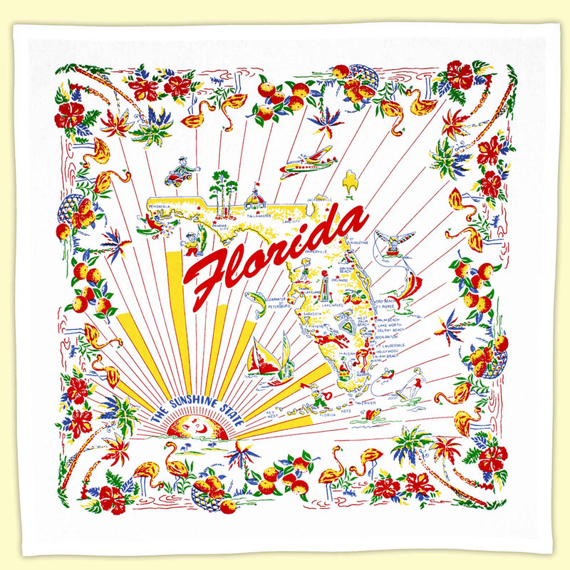 Decorative Towel State Of Florida Souvenir 100% Cotton Retro Design 1950S Fl01 (46841)
