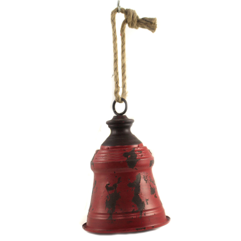 9.50 Inch Red Metal Bell - 1 Bell 9.5 Inch, Leatherette - Tin Decorate Christmas Holiday Xc423339 (46858)