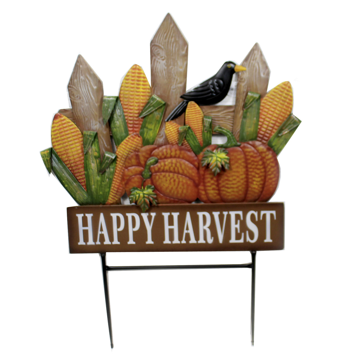 (46871) Fence W/ Pumpkins & Corn Stake